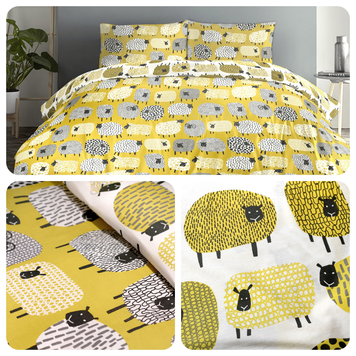 Fusion Dotty Sheep Ochre Yellow Easy Care Duvet Cover Set Ebay