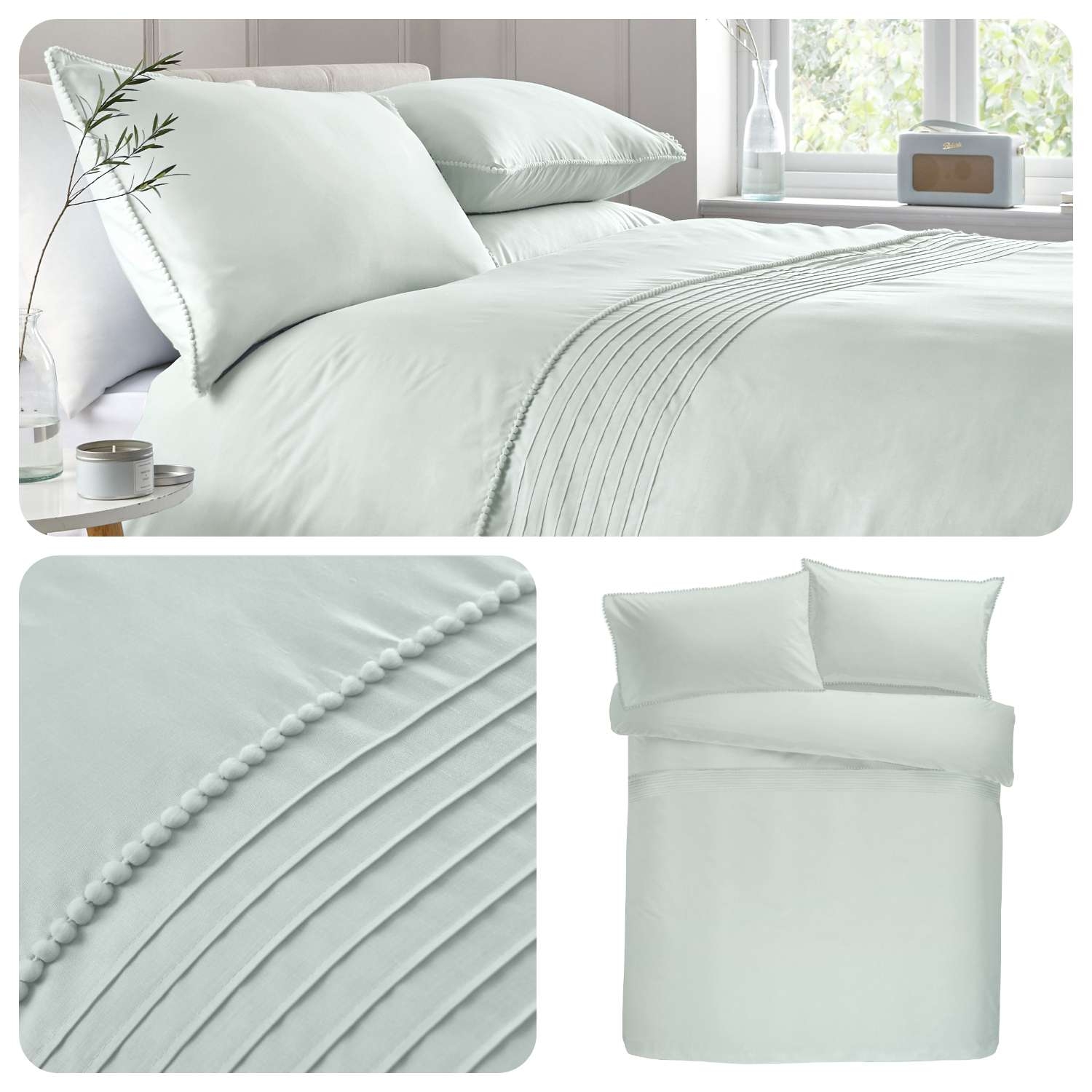 Duck Egg Bedlam Duvet Cover and Two Pillow Cases 52% Polyester / 48% Cotton Set: Double 